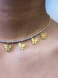 (Gold) Yellow Pearly Butterfly Choker - ShopStarCrew