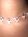 (Gold) White Pearly Butterfly Choker - ShopStarCrew