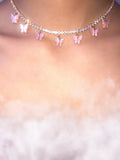 (Gold) Pink Pearly Butterfly Choker - ShopStarCrew