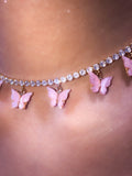 (Gold) Pink Pearly Butterfly Choker - ShopStarCrew