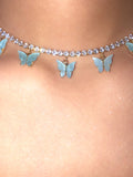 (Gold) Blue Pearly Butterfly Choker - ShopStarCrew