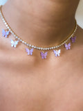 Lavender Pearly Butterfly Choker