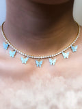 (Gold) Blue Pearly Butterfly Choker - ShopStarCrew