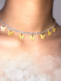 (Gold) Yellow Pearly Butterfly Choker - ShopStarCrew