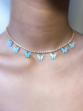 Blue Pearly Butterfly Choker - ShopStarCrew