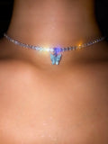 (Silver) Single Blue Butterfly Pearly Choker - ShopStarCrew