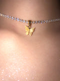 Single Yellow Pearly Butterfly Choker - ShopStarCrew