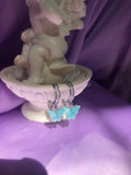(925 Silver) Blue Pearly Butterfly Huggies - ShopStarCrew