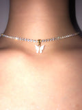 (18K Gold Plated) White Pearly Butterfly Choker Set - ShopStarCrew