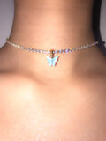 (18K Gold Plated) Blue Pearly Butterfly Choker Set - ShopStarCrew