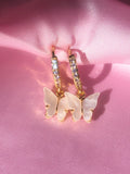 (18K Gold Plated) White Pearly Butterfly Huggies - ShopStarCrew
