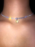 (Silver) Single Yellow Butterfly Pearly Choker - ShopStarCrew