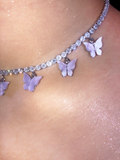 Lavender Pearly Butterfly Choker - ShopStarCrew